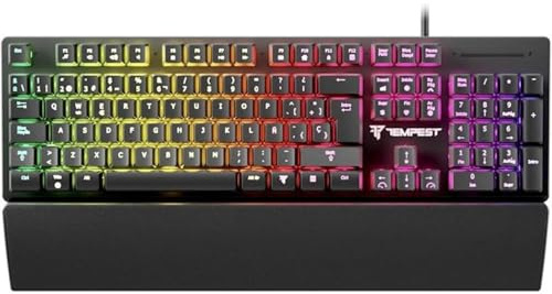 Tempest Doom Blaze Teclado Gaming RGB H-Mech, Silencioso, Reposamuñecas, Switch Híbrido, Layout Español