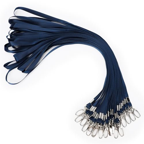 Segus Schlüsselband Blau, 20 Stück Schlüsselbänder zum Umhängen, Umhängeband mit Drehbarem Metallclip, für Ausweishalter, Schlüssel, Namensschilder und Plastikkarten