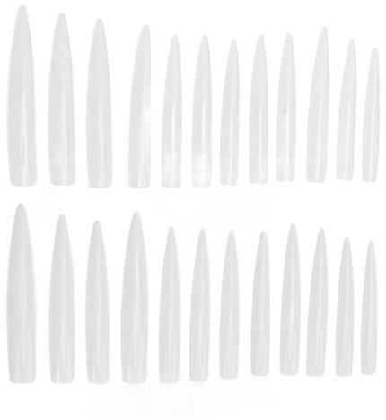 Faux Ongles Stiletto Longs, 240 Pièces, Blanc Clair, Professionnels, Couverture Complète, Extra Longs, pour Ongles en Acrylique