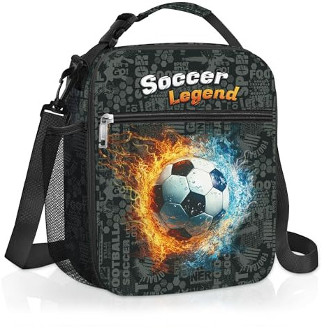 Clastyle Bolsa Termica Porta Alimentos Bebe 3D Bolsa Almuerzo Infantil Niños Portátil Bolsa Comida para Viaje Picnic Guarderia,Fútbol