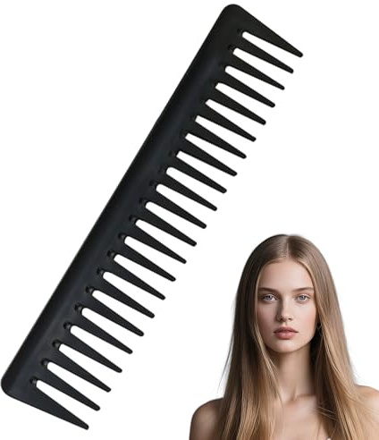Herren Styling Kamm | Bruchsicherer Premium Carbon Kamm für Haare und Bart | 19 cm grobe Zähne | Antistatischer Styling Haarkamm Grobes Haar | Styling für Männer und Frauen
