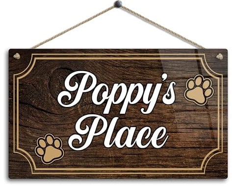 Personalised Gloss Metal Dog Sign – Custom Name Plaque for Dog House, Kennel, or Home Décor - A5 Size 21x15cm