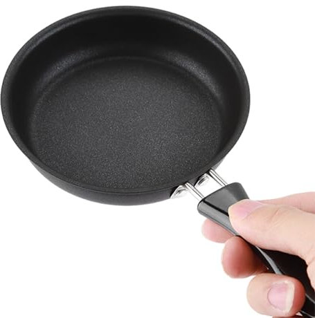 BOENLU 4.72 Inch Mini Nonstick Iron Skillet,Tiny Frying Pan Improve for Single Eggs Pancakes More Induction Compatible Space Saving Design