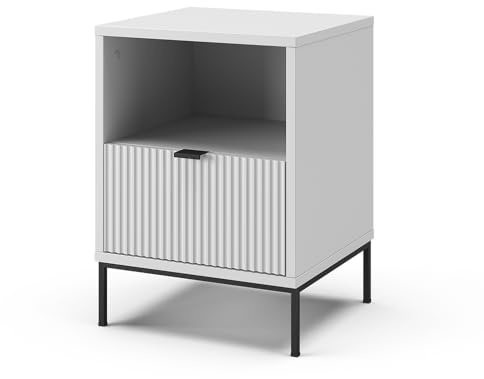 Vicco Nachttisch Eliza, Weiß, 40 x 55 cm | mit 1 Schublade, nutzbar als Ablagefläche neben Bett oder Sofa