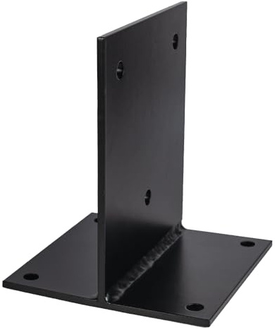 Heavy Duty Black Galvanised Internal Bolt Down Pergola Post Support – Internal Post Bracket Ground Anchor for Outdoor Structures (100mm - 4x4)