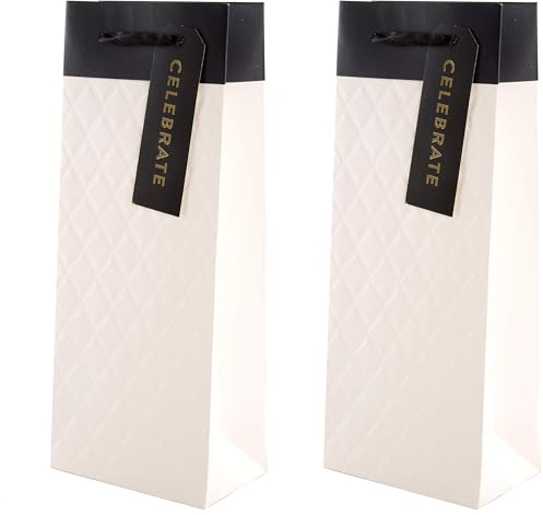 Hallmark Multi-Occasion Bottle Bag - Embossed 'Quilted' Design. (Pack of 2)