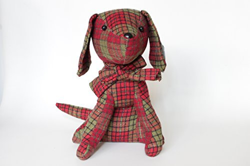 Gisela Graham: Dog Door stops 25-27 cm (Olive Plaid/Tartan Scottie Puppy Dog)