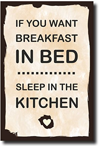 Homeyourself Holzschild Dekoschild If You Want Breakfast in Bed Sleep in The Kitchen mit Spruch 20x30cm Shabby Chic Vintage Wandschild Türschild Holzbild Holztafel Bild