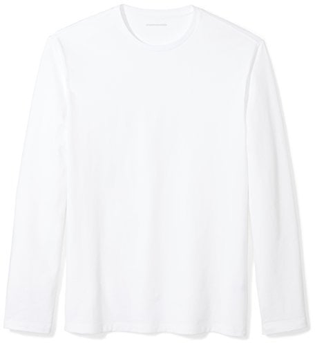 Amazon Essentials Men's Slim-Fit Long-Sleeve T-Shirt, White, S
