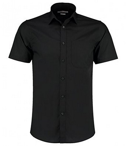 Kustom Kit Mens Short Sleeve Tailored Poplin Shirt (17.5) (Black)