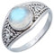 mantraroma Damen Ring 925 Silber Regenbogen Mondstein Edelstein weiß ausgefallen verspielt