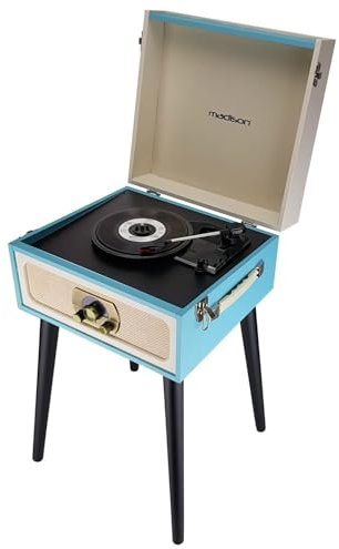 Madison Meuble Tourne-disques Vintage crème/Bleu - Bluetooth/Tuner FM MAD-LPRETRO MAD-LPRETRO