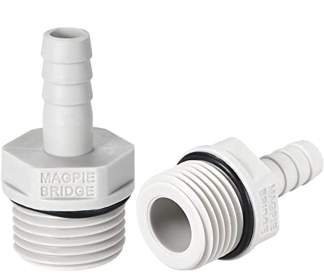sourcing map PVC Barb Hose Fitting Connector Adapter 8mm or 5/16 Barbed x 1/2 G Male Pipe 2pcs