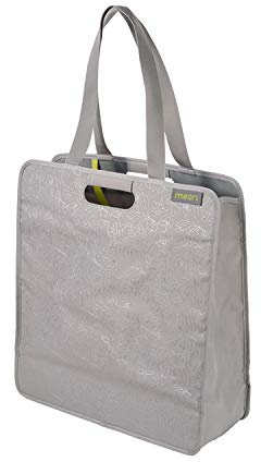 Faltbare Einkaufstasche L Stone Grey/Floral Silver Metallic Print 46x17x50cm stabil abwischbar Polyester umweltfreundlich platzsparend Wellness Sport Shopper