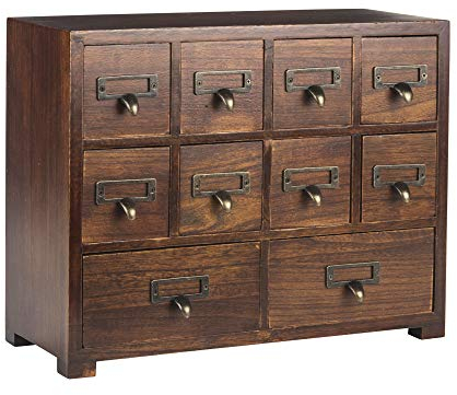 Primo Supply Traditioneller chinesischer Medizinschrank aus Massivholz, klein, Vintage- und Retro-Look, mit toller Aufbewahrungsbox, Apotheker-Schublade, breit, kein Zusammenbau erforderlich