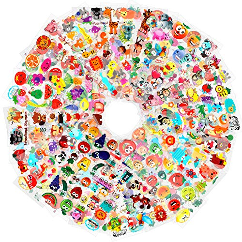 HOWAF 3D Geschwollen Stickers für Kinder Kleinkinder 700+ Bunttiere Obst Gemüse Aufkleber für Kinder Mädchen Jungen Scrapbook Machen Belohnungen Geschenke, 48 Blatt Kunsthandwerk Aufkleber Pack