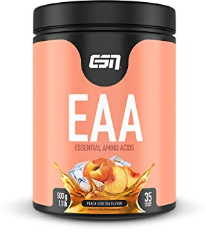 ESN EAA, Peach Iced Tea, 500 g, feines Amino-Pulver mit 8 essentiellen Aminosäuren, ideale Löslichkeit, vegan, geprüfte Qualität - made in Germany
