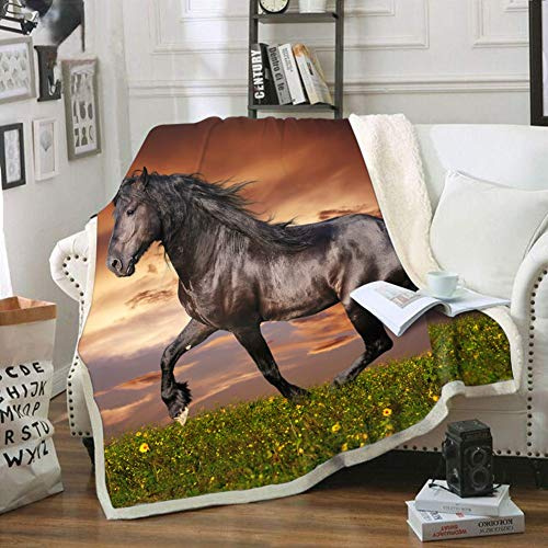 Horse Blanket Gifts for Women 50×60 inches Throw Blanket Horse Decor Comfortable, Warm, Soft & Cozy Fleece Blanket for Couch Sofa Chair Lightweight