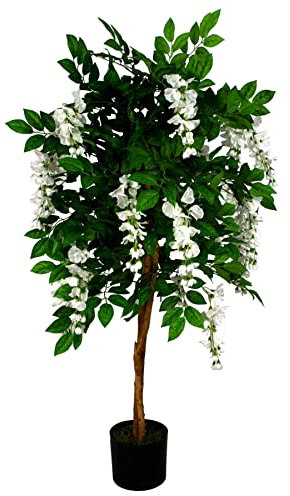 Leaf Design UK - Albero di glicine artificiale realistico, bianco, 130 cm