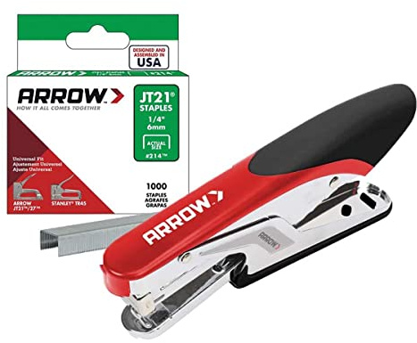 Arrow P21 Lightweight Handheld Plier Stapler for Crafts, Office, Paper and Cardboard, Includes 200 1/4-Inch JT21 Staples