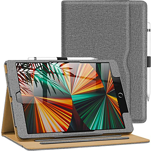 Aiwoxing Coque pour iPad 10,2 Pouces (Modèle 2021/2020/2019, 9ème/8ème/7ème Génération), Pochette Cuir Case Housse Étui de Protection, Auto Réveil/Sommeil, Multi-Angle, Tablette Cover, Gris Denim