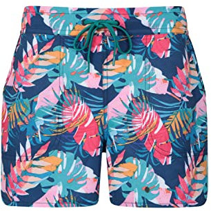 Mountain Warehouse Patterned Womens Board Shorts - Easy Care Ladies Swim Shorts, Adjustable Waist Beach Shorts, Lightweight Short Pants - for Surfing, Pool & Swimming Blue 18