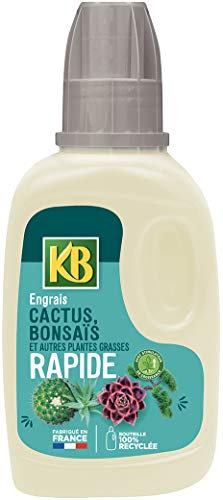 KB KBCACN - Engrais Liquide Rapide Cactus, Bonsaïs et Plantes Grasses 250 ml - Plantes plus belles en 7 jours - Avec stimulateur de croissance - Jusqu'à 35 L de solution diluée - Fabriqué en France