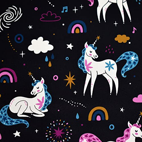 MAGAM-Stoffe Jori Softshell Stoff Kleidung Kinder Oeko-Tex Meterware 50cm (Einhorn)