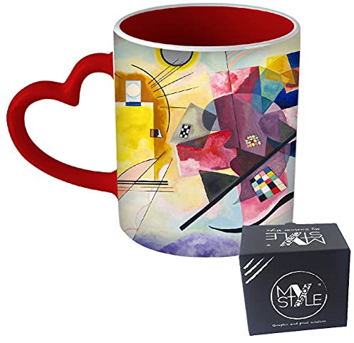 My Custom Style Tazza Cuore Manico Rosso#Arte-GialloRossoBlu Kandinsky#325ml