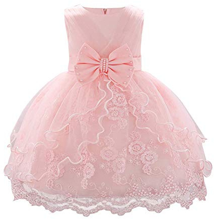IBAKOM Robe Fleurie Bébé Fille Brodé Fleur Princesse Demoiselle d'honneur Mariage Anniversaire Fête Formelle Baptême sans Manches Tutu Mois