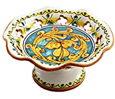 ILAB Centrotavola alzata piccola in ceramica decorata a mano da ceramisti siciliani di Santo Stefano di Camastra gianluca art 5