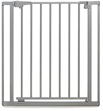 LaWaLu by geuther 4712LW Schwenk- und klemmbares Treppenschutzgitter Yanis Passung: 73-81,5 cm Babygitter ohne Bohren Öffnungsrichtung einstellbar Sicherheitsverschluss Grau