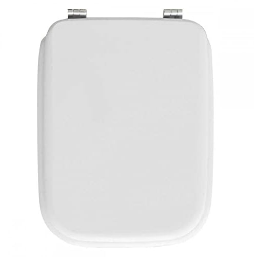 🔵 Sedile Wc ORIGINALE GLOBO CLIO Legno Copriwater Bianco Cerniere Cromate