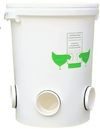 Mangeoire automatique 25L/17KG, Anti Gaspillage pour poules (5 feeder ports) parfait pour 25 poules (25L)