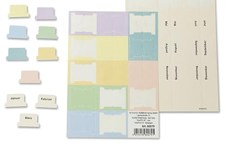 TimeTex Register-Taben aus Karton-Papier - 29-teilig - selbstklebend - 60079