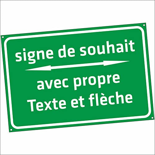 INDIGOS UG Panneau à personnaliser soi-même avec flèche – Vert – Plaque composite en aluminium 12 tailles – 30 x 20-200 x 100 cm – Plaque personnalisée avec texte – Pour garage, hôtel, parking, école