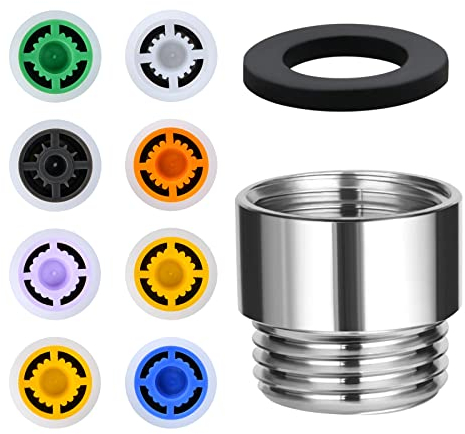 Flintronic Ducha Limitador Reductor de Flujo Set, Reductor de Presion de Agua para el Hogar y el Baño, 8 Flujos Diferentes, con 1 Diámetro de Rosca Adaptador