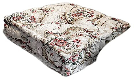 Easylife Tapestry Armchair Booster Cushion, 100% Cotton Cover, Bounce Back Polyester Fill, Chair Cushion Support, Armchair Cushion, Seat Cushion, L50 x W50 x H10cm - Fully Guaranteed | White