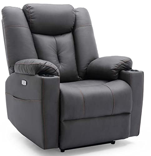 More4Homes AFTON ELECTRIC FABRIC AUTO RECLINER ARMCHAIR GAMING USB LOUNGE SOFA CHAIR CHARCOAL