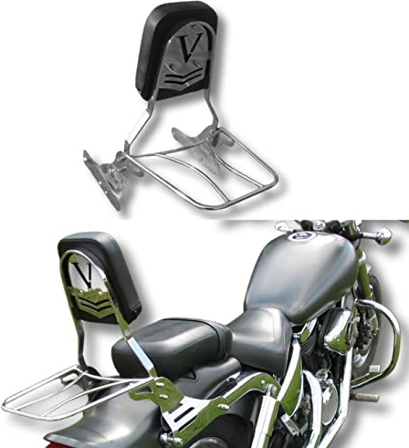 BM UK | VZ800 | Motorrad Edelstahl hinten Sissy Bar Beifahrer-Rückenlehne + abnehmbarer Gepäckträger – Suzuki VZ 800 Marauder (bis Baujahr 2004)