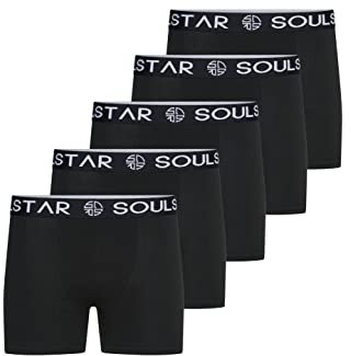 Soulstar Herren Boxershorts 5er Pack Basic Unterhosen S2_Boxer_5er-Black_Black_Black-M