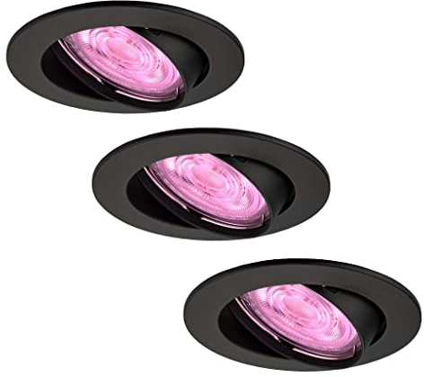 Ledvion - 3X SMART LED Einbaustrahler Amsterdam, Schwarz, Dimmbar, Rund, RGBWW, 2 Jahre Garantie