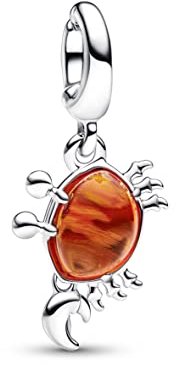 PANDORA Disney Arielle die Meerjungfrau Sebastian Charm-Anhänger aus Sterling Silber mit Murano-Glas x Disney Collection, Kompatibel Moments Armbändern, 792694C01