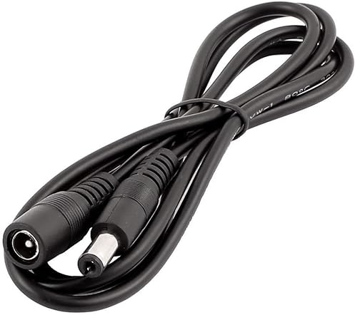 LitaElek 5m 22AWG Cavo di prolunga DC 12V 5,5mm x 2,1mm Spina Presa DC 0-36V Cavo Estensione Maschio a Femmina per Striscia LED, Monitor dell'automobile, Telecamera CCTV, etc., Nero, 1pc