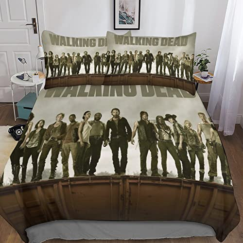 HESHS 3D Gedruckte The Walking Dead Bettwäsche Set Für Double(200x200cm) Filme Thema Bettbezug Bettwäsche Tröster Teens Erwachsene Jugendzimmer Kinder Dekorative 3-teilige Mit Kissenbezug