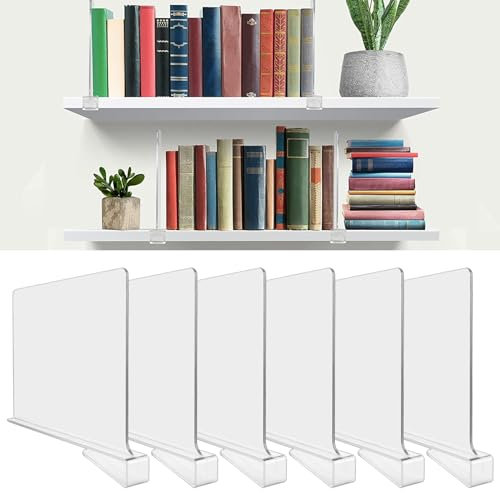 JMIATRY 6 Stück Regaltrenner Kleiderschrank 30x20cm, Transparent Acryl Regaltrenner für Bücherregale, Schränke, Küchenschränke, Badezimmer