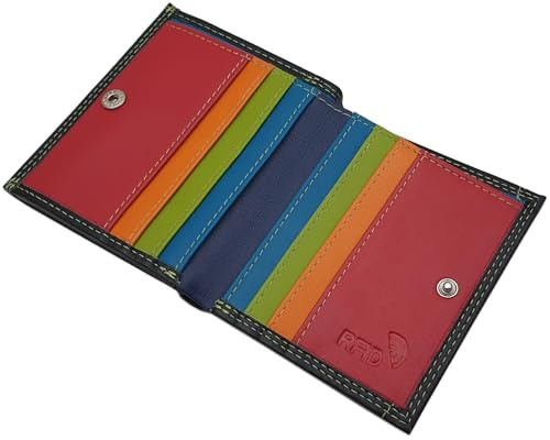 Rind-Nappa Leder Damen Geldbörse mit RFID & NFC Schutz Mehrfarbig | Geldbeutel, Portemonnaie, Geldtasche