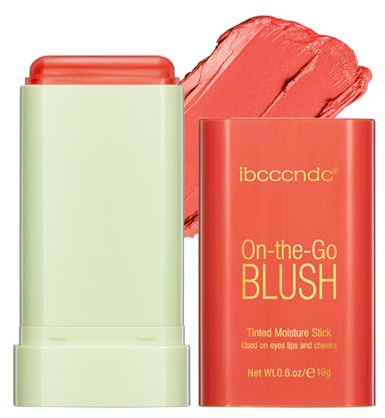 VIDIND Cream Stick Blush, 3-in-1-Mehrzweck-Rouge für Wangen, Augen und Lippen, langanhaltendes, cremiges Stick-Rouge, leicht und atmungsaktiv, Mehrzweck-Rouge für alle Hauttöne(3#coral orange)