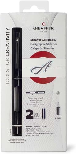 Sheaffer Kalligraphie Füller (M-Feder, inkl. Patronen) schwarz, 1 Count (Pack of 1)