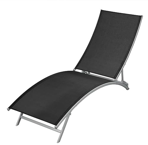 Tidyard Sonnenliege Gartenliege Relaxliege Freizeitliege Gartenmöbel Liege Holzliege Strandliege Saunaliege Liegestuhl Stahl und Textilene Schwarz-871